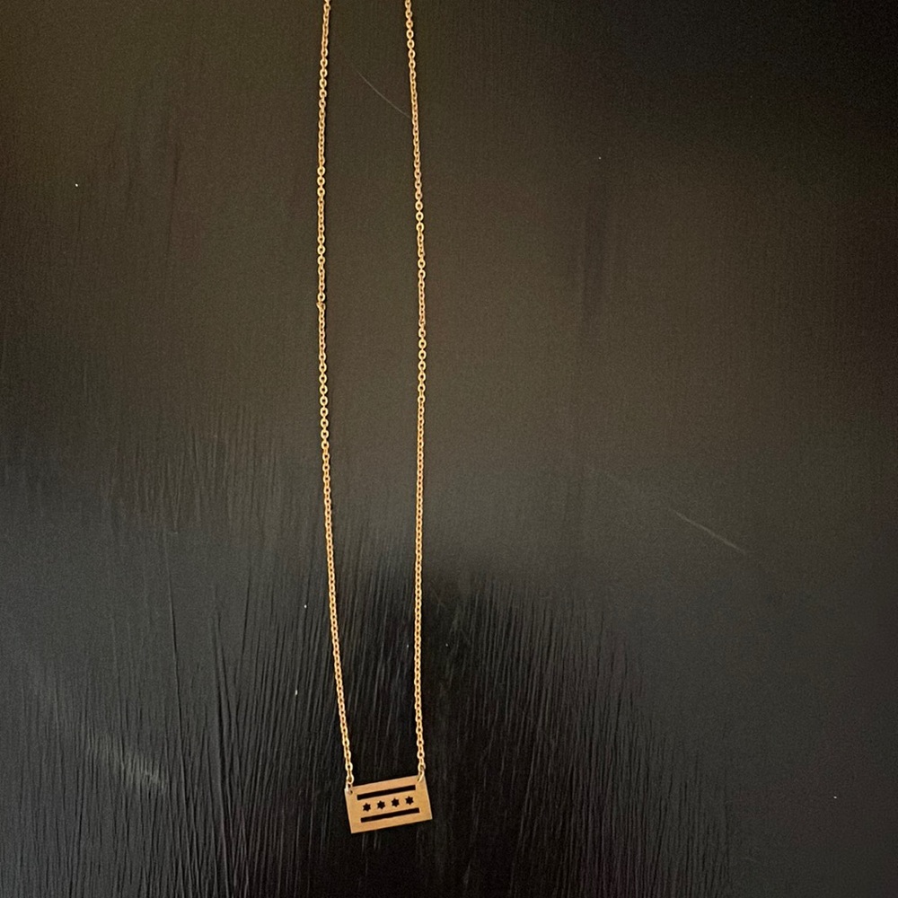 Gold Chicago flag necklace